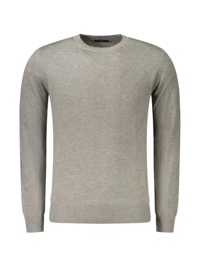 Guess Usa Diamond-knit Wool Sweater In Gray