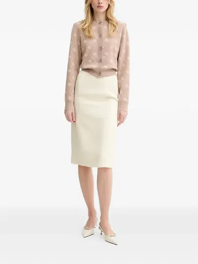 Guess Usa Diamond-pattern Button Cardigan In Neutral