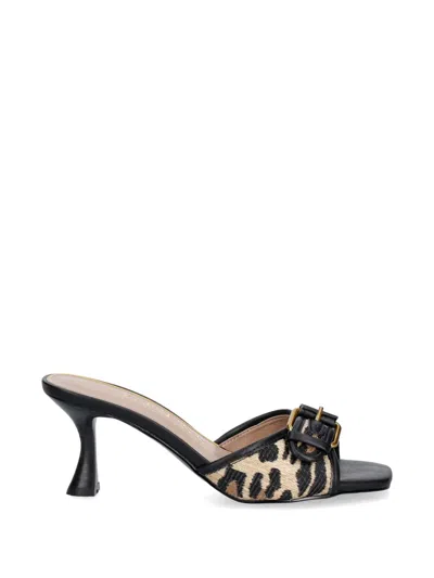 Guess Usa Dista Leopard-print Buckle-detail Sandals In Animal Print