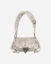 Guess Usa Distressed Denim Shoulder Bag White In Blue