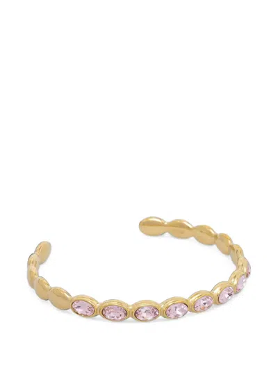 Guess Usa Divina Crystal-embellished Open-cuff Bracelet In Gold