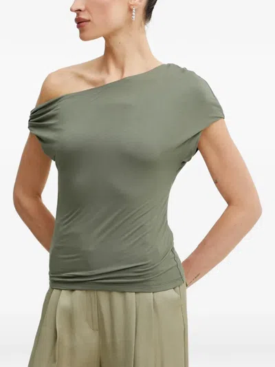 Guess Usa Dolman One-shoulder Top In Green