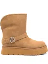 Guess Usa Dolsay Buckle-strap Boots In Brown