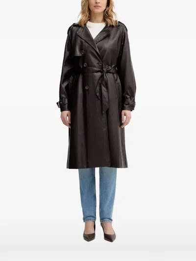 Guess Usa Double-breasted Belted Trench Coat In Brown
