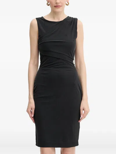 Guess Usa Draped Embellished Midi Dress In Black