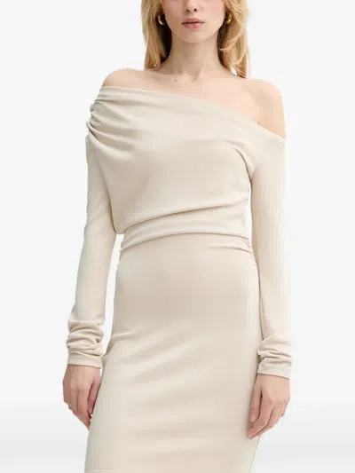 Guess Usa Draped Off-the-shoulder Mini Dress In Gold