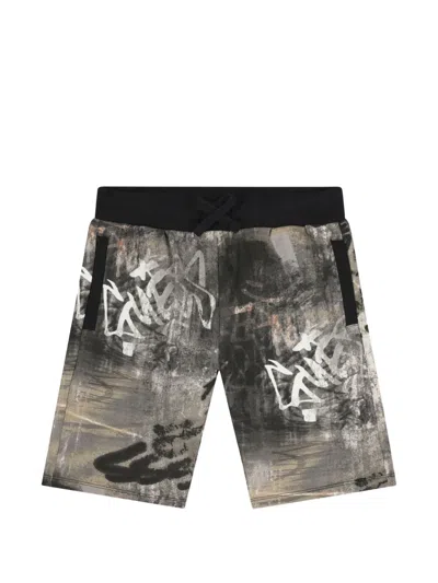Guess Usa Kids' Drawstring Graphic Shorts In Gray