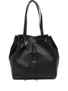 Guess Usa Drawstring Logo-plaque Tote Bag In Black