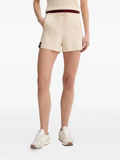 Guess Usa Drawstring Logo-embroidered Shorts In Neutral
