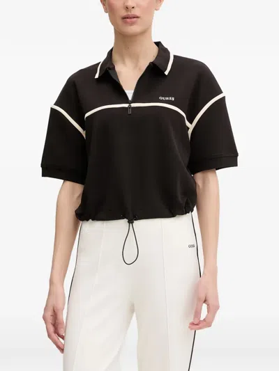 Guess Usa Drawstring-hem Polo-shirt In Brown