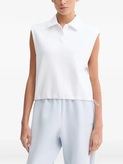 Guess Usa Drawstring-hem Sleeveless Polo Shirt In White