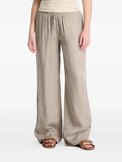 Guess Usa Drawstring-waist Wide-leg Trousers In Brown