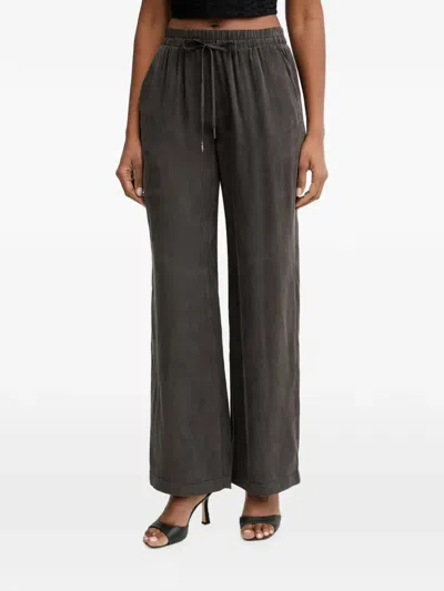Guess Usa Drawstring-waist Wide-leg Trousers In Gray