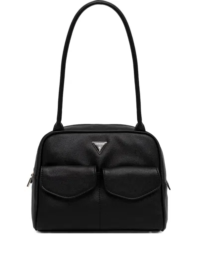 Guess Usa Dual-pocket Faux-leather Shoulder Bag In Black