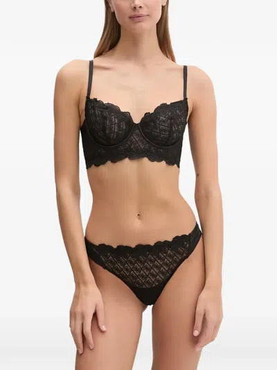 Guess Usa Ebby Lace-embroidered Underwired Bra In Black