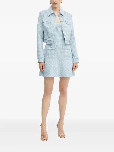 Guess Usa Eco Daphnee Tweed Pocket Mini Dress In Blue