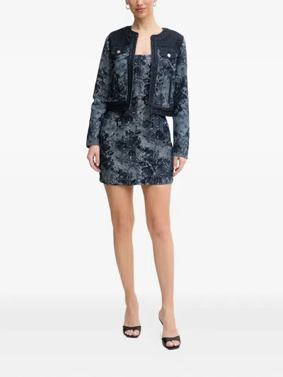 Guess Usa Eden Jacquard Denim Mini Dress In Blue