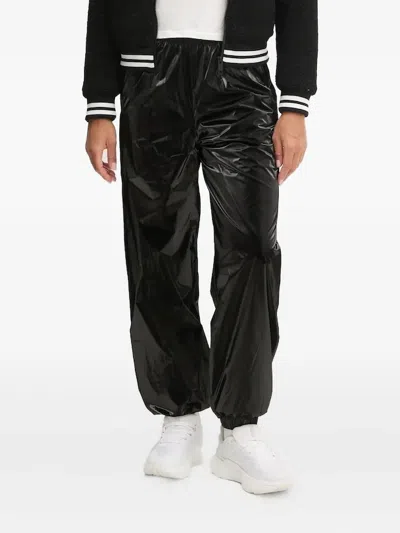 Guess Usa Elastic-cuffs Straight Trousers In Black