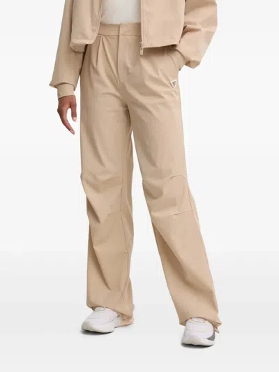 Guess Usa Elastic-waist Pleated Trousers In Neutral
