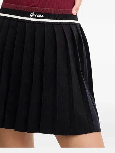 Guess Usa Elasticated-waist Mini Pleated Skirt In Blue
