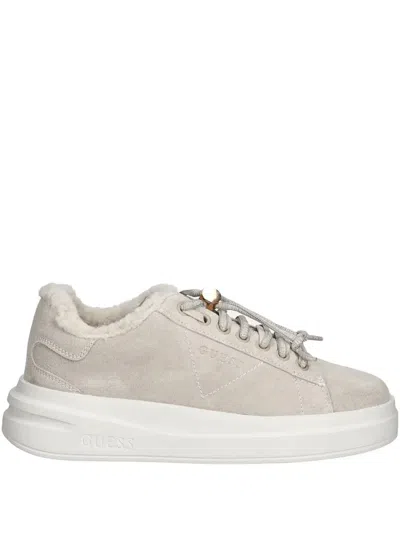 Guess Usa Elbina Faux Fur-lined Platform Sneakers In Neutrals