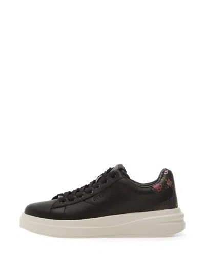 Guess Usa Elbina Logo-print Leather Sneakers In Black