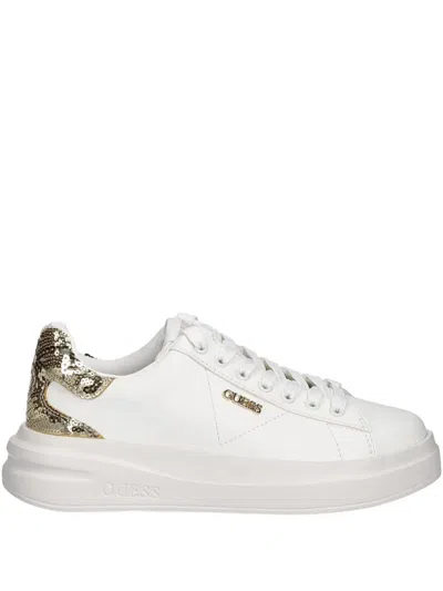 Guess Usa Elbina Sequin-heel Sneakers In White