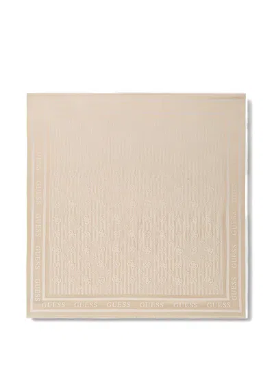 Guess Usa Ella Jacquard-logo Scarf In Neutral