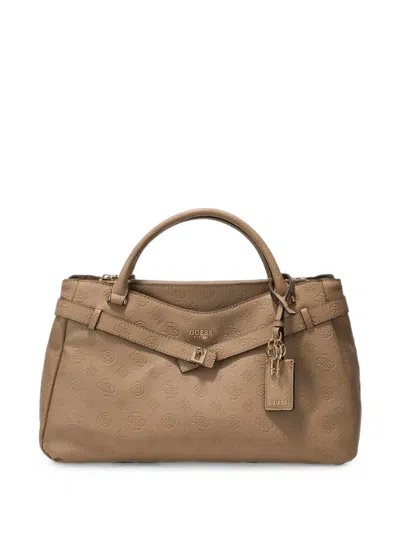 Guess Usa Ella Logo-debossed Satchel Bag In Purple