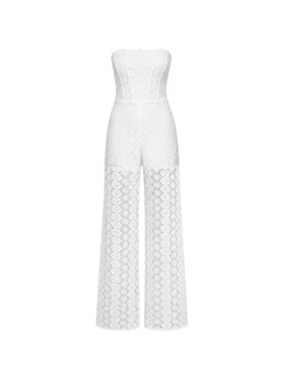 Guess Usa Elle Lace Jumpsuit In White