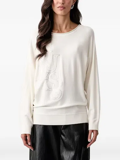 Guess Usa Ellie Logo-embellished Sweater In White