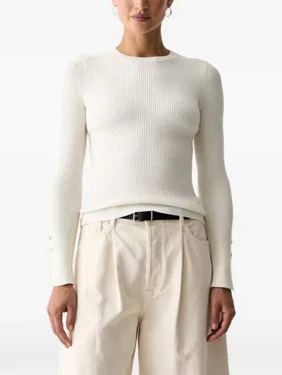 Guess Usa Ellie Ribbed Button-cuff Sweater In Neutral