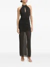 Guess Usa Embellished Halterneck Midi Evening Dress In Black