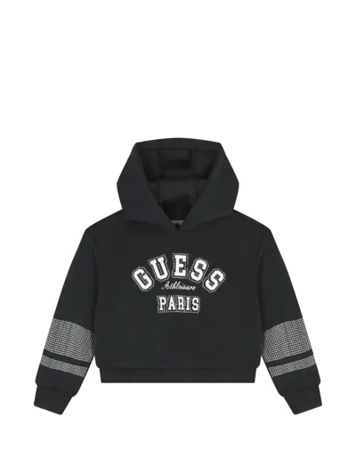 Guess Usa Kids' Embellished Hooded Top In Black