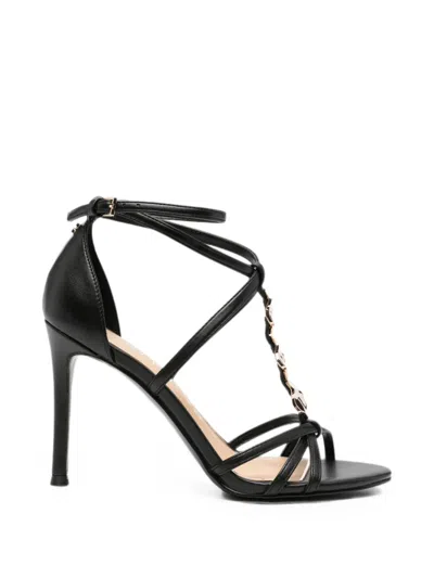 Guess Usa Embellished Leather Sandals In Black