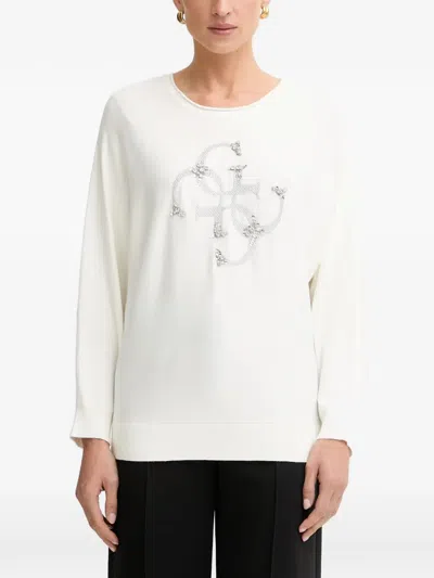 Guess Usa Embellished Logo-print T-shirt In Black
