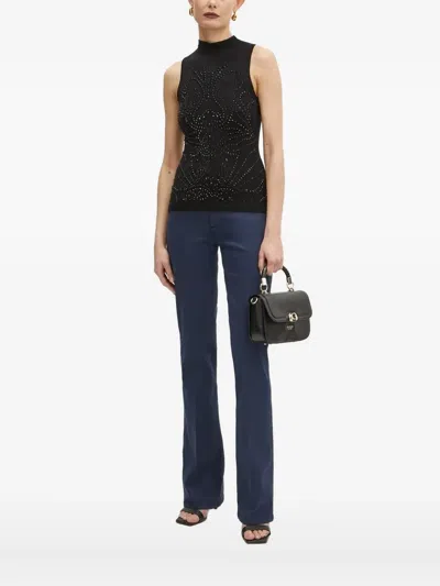 Guess Usa Embellished Mock-neck Top In Black