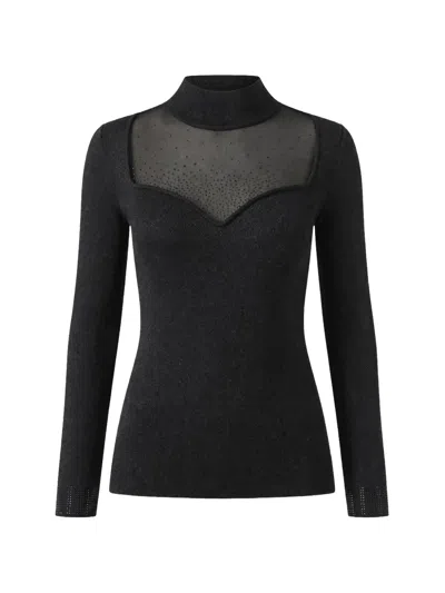 Guess Usa Embellished Sheer-panel Sweater In Multi