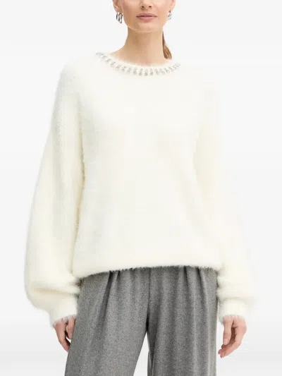 Guess Usa Embellished Sweater In Neutral