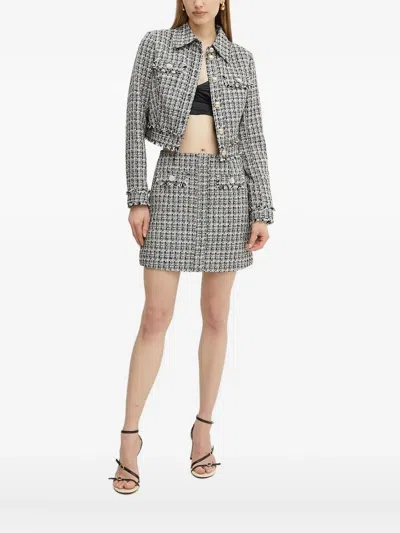 Guess Usa Embellished Tweed Jacket In Gray