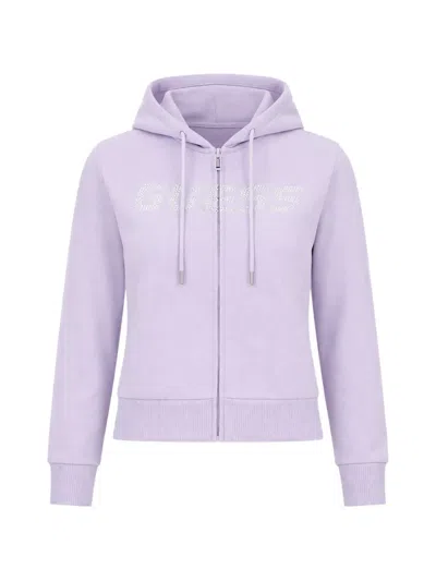 Guess Usa Embellished Zip-up Hoodie In Purple