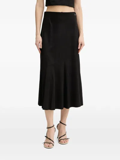 Guess Usa Emblem-detail Midi Skirt In Black