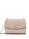 Guess Usa Embossed Chain Satchel In Brown