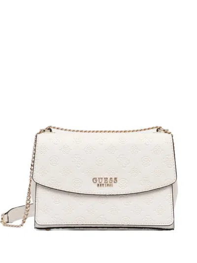 Guess Usa Embossed Chain Satchel In White
