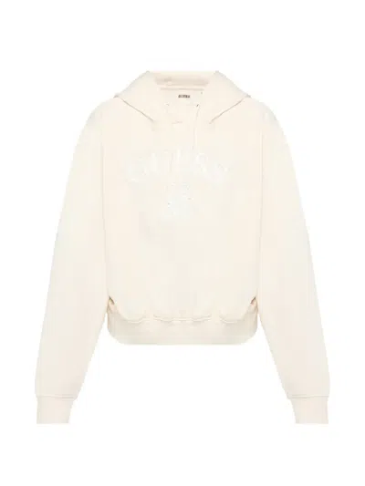 Guess Usa Embossed Hooded Sweatshirt In White