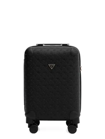 Guess Usa Embossed-logo Luggage In Black