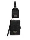 Guess Usa Embossed-logo Passport Cover And Luggage Tag Set In Black