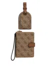 Guess Usa Embossed-logo Passport Cover And Luggage Tag Set In Brown