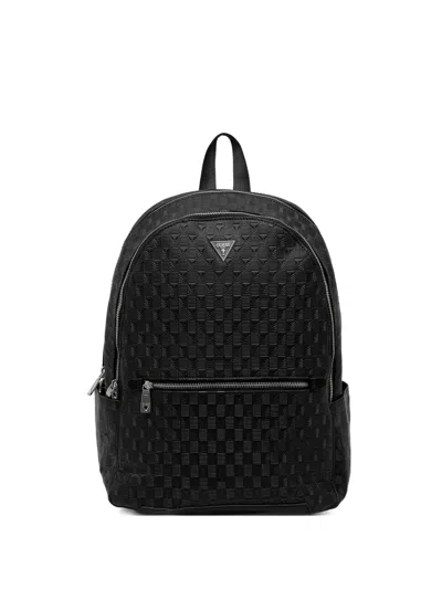 Guess Usa Embossed Zipped Backpack In Black