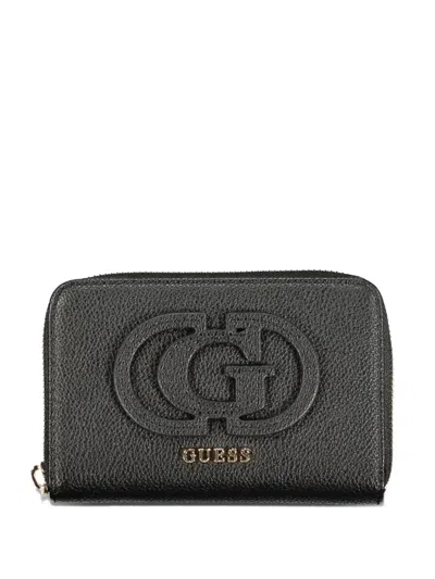 Guess Usa Embossed-logo Wallet In Black